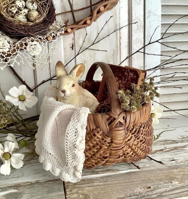 Charming Bunny Basket with Fresh Blooms