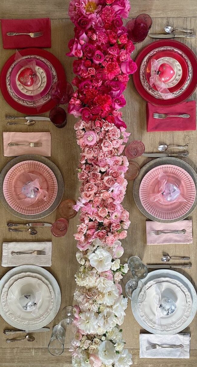Modern Floral Runner for Valentine's Decor