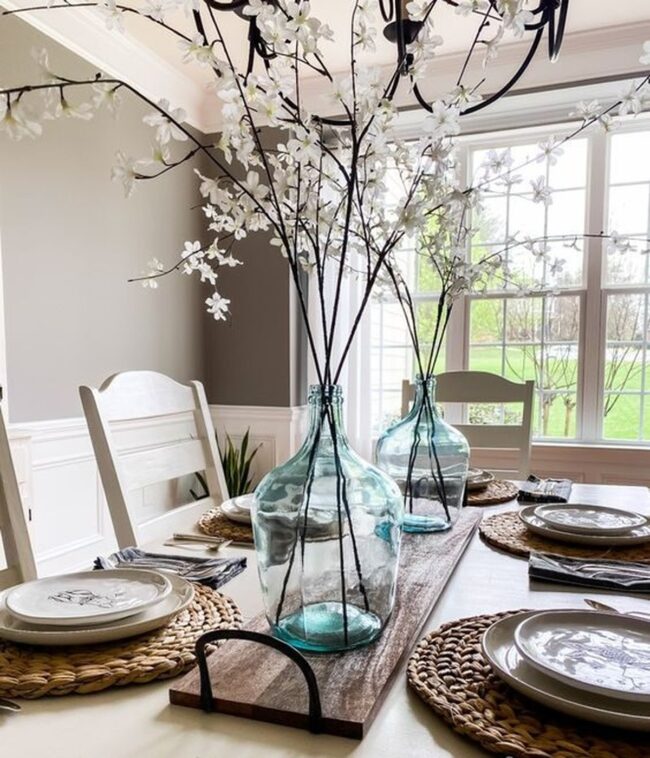 Stunning Blue Bottles with Branch Accents