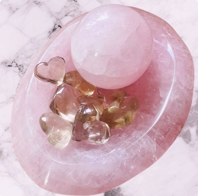 Heart-Shaped Pink Quartz Bowl