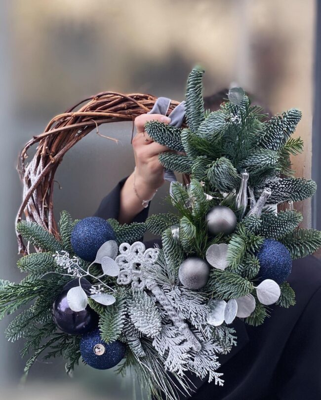 A Frosted Blue & Silver Winter Wreath