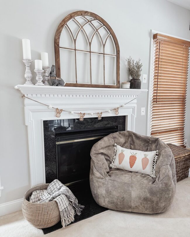Charming Rustic Arch Window Mantel Design
